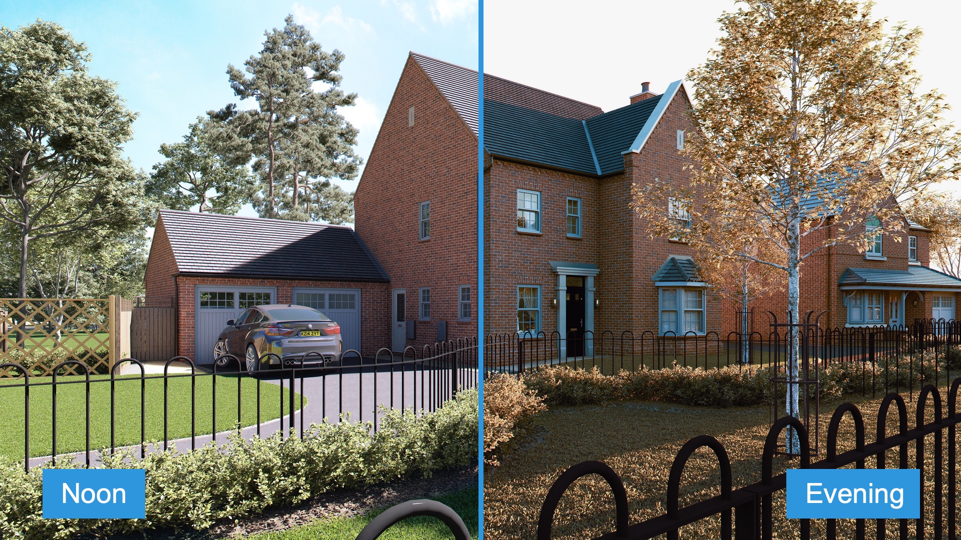 Manor House at Noon and Evening Blog Image to show property marketing animations