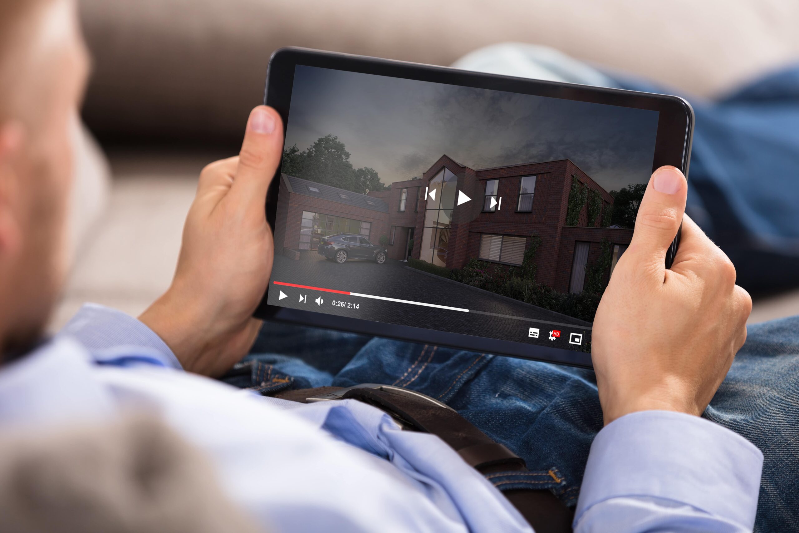 Looking at 3D CGI animation on a tablet.